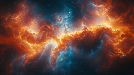 Obraz premium A stunning cosmic explosion of vibrant colors, showcasing the beauty and mystery of the universe in a mesmerizing celestial scene.