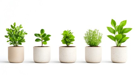 Symmetrical Arrangement of Lush Houseplants in Ceramic Pots for Soothing Indoor Decor