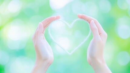 Heart-shaped hands symbolizing unity and connection on a soft, blurred backdrop, celebrating the essence of friendship and togetherness in a vibrant, heartfelt display.