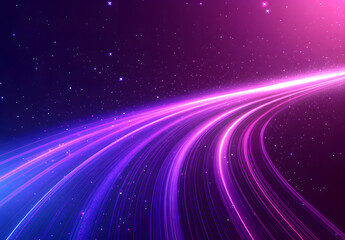 Obraz premium Magical Starry Sky with Flowing Purple and Blue Waves and Sparkling Stars
