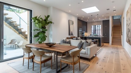 Fototapeta premium Contemporary urban townhouse with a rooftop terrace