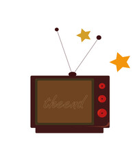 Vintage retro TV with antenna and empty screen in wooden case. vector illustration in flat style isolated on white background