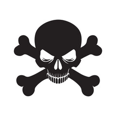 Pirate ClipArt Design - Danger Skull pirate vector illustration in black and white
 