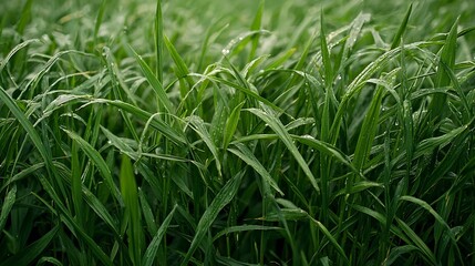 Obraz premium Young Grass Closeup : Generative AI