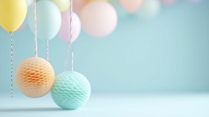 Colorful Balloons in a Bright Sky with a Single Balloon Floating Gracefully, Capturing the Joy and Festivity of Celebrations and Special Occasions