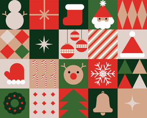 Cute geometrical Christmas seamless pattern