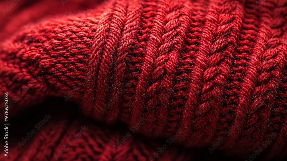Poster Red Woolen Fabric Abstract Background : Generative AI