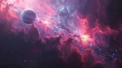 Obraz premium Abstract planets and space background 