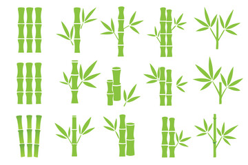 Naklejka premium green bamboo icons collection