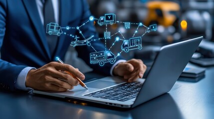 Strategic Global Business Executives Planning E-Commerce Expansion and Supply Chain Transformation with Copy Space for Text