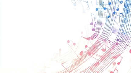 Watercolor background with soft music notes and pastel colors.