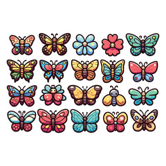 Set of Butterfly animal collection. Colorful Butterflies. Design elements clipart. Spring, summer decoration.