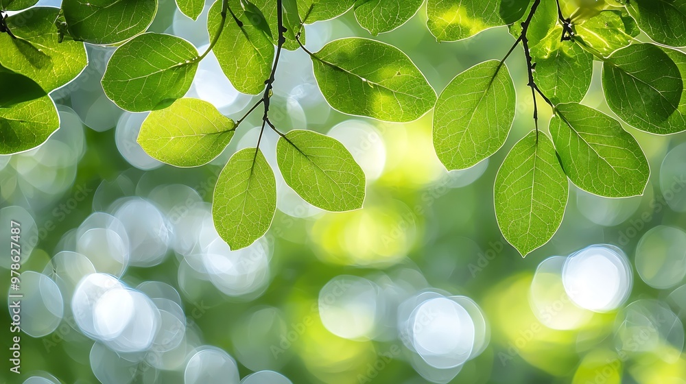 Poster green nature bokeh background : generative ai