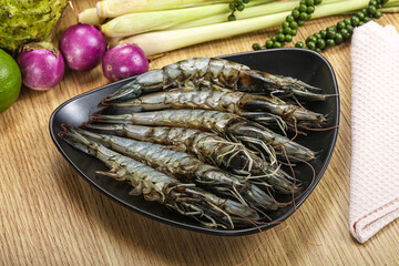 Fresh raw uncooked tiger prawn