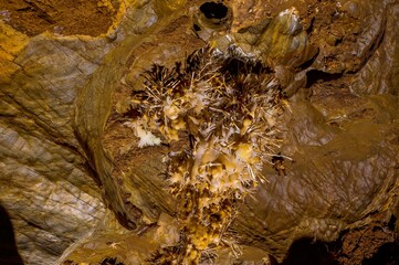 View of the karst formations in the caves of the Slovak National Karst
