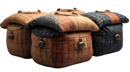 a group of quilted boxes.