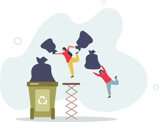 Character sorting the garbage. Plastic pollution problem concept.flat design with people.