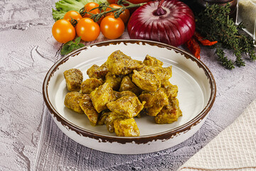 Indian cuisine curry chicken fillet
