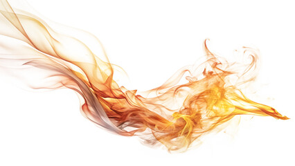 Dynamic swirl of orange and yellow hues representing movement and energy with a captivating flame-like appearance. Isolated on a transparent or white background.