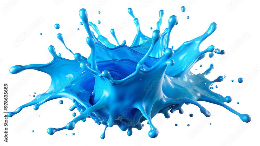 Canvas Prints a vibrant splash of blue liquid capturing dynamic motion and energy, isolated on a transparent or wh