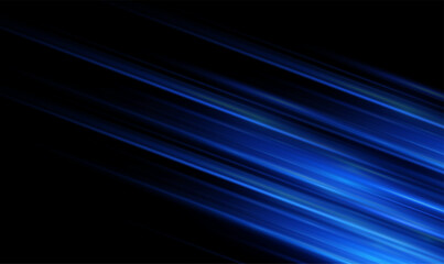 Moving fast blue laser light beams isolated on black background. Abstract light effect. Green lens flare. Horizontal rays glowing in the dark. Vector