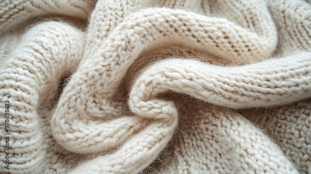 Aufkleber white woolen fabric texture pattern background : generative ai