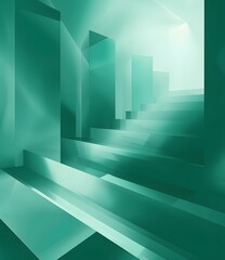 Obraz premium Abstract Green Geometric Shapes 3D Illustration