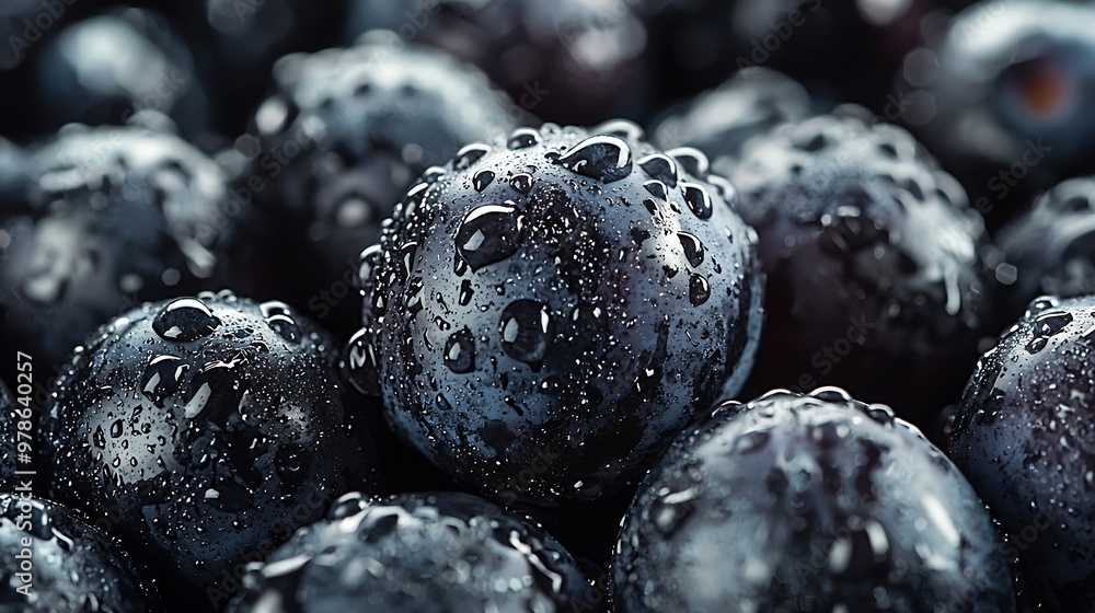 Poster fresh ripe plums or blackthorns texture background : generative ai