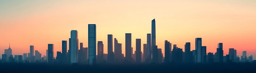 Panoramic view of a modern cityscape at dusk