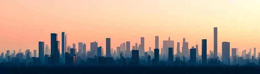 Fototapeta premium Panoramic view of a modern cityscape at dusk