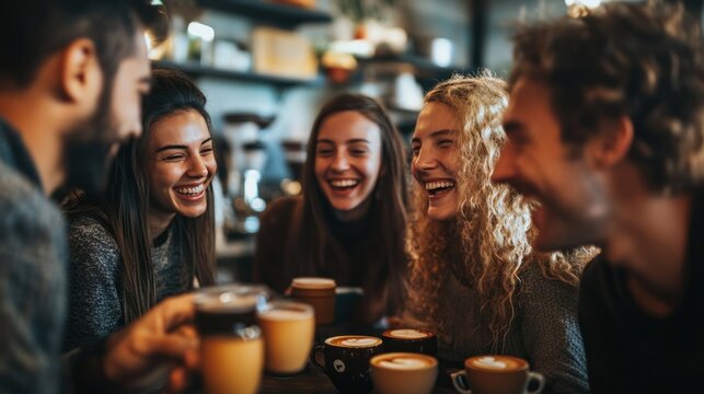 A diverse group of people sharing coffee stories, reflecting various coffee cultures from around the world