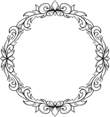 Vintage Frame Outline Decorative Leaf Engraving