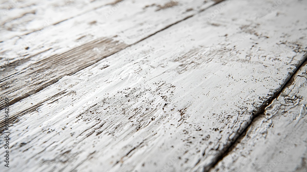 Poster White Wooden Surface Texture Tabletop Background Top View : Generative AI
