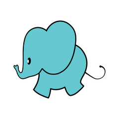 Blue baby elephant isolated on white