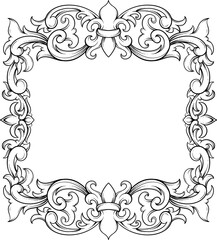 Vintage Frame Outline Decorative Leaf Engraving