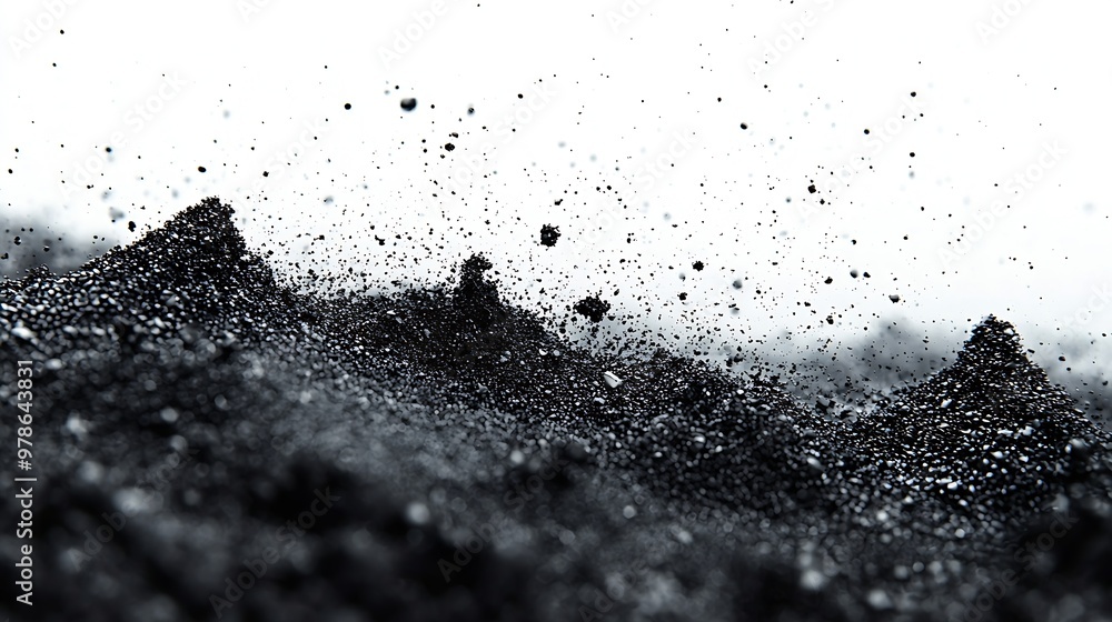 Poster texture of black dust on white background : generative ai