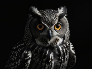 Obraz premium Snowy Owl Portrait Against a Dark Background