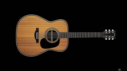 Fototapeta premium Acoustic Guitar Vector Illustration : Generative AI