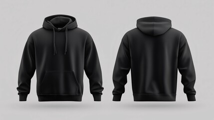 Black Hoodie Mockup: Front and Back View 