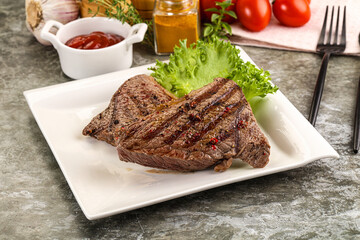 Delicus grilled beef steak with sauce