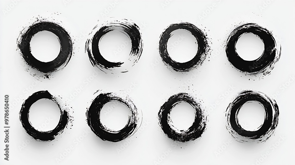 Poster Set of Vector Circles with Different Strokes : Generative AI