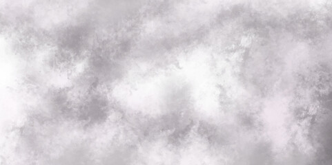Abstract white and gray isolated cloud cumulus clouds. Gray aquarelle painted realistic fog or mist smoky textured canvas design. White and ash messy wall stucco texture background. 