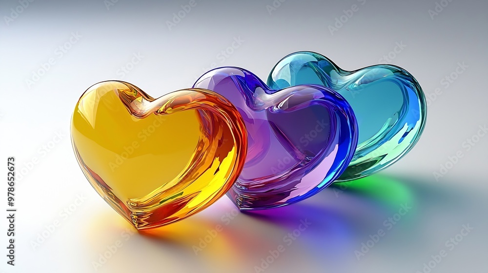 Poster colored vector hearts : generative ai