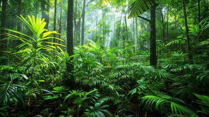 Diverse flora and fauna in a thriving rainforest ecosystem
