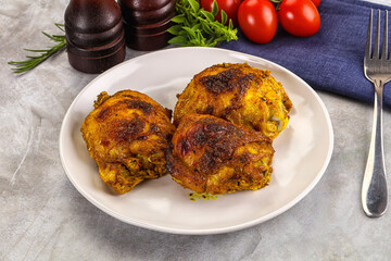 Roasted chicken thighs  with spices