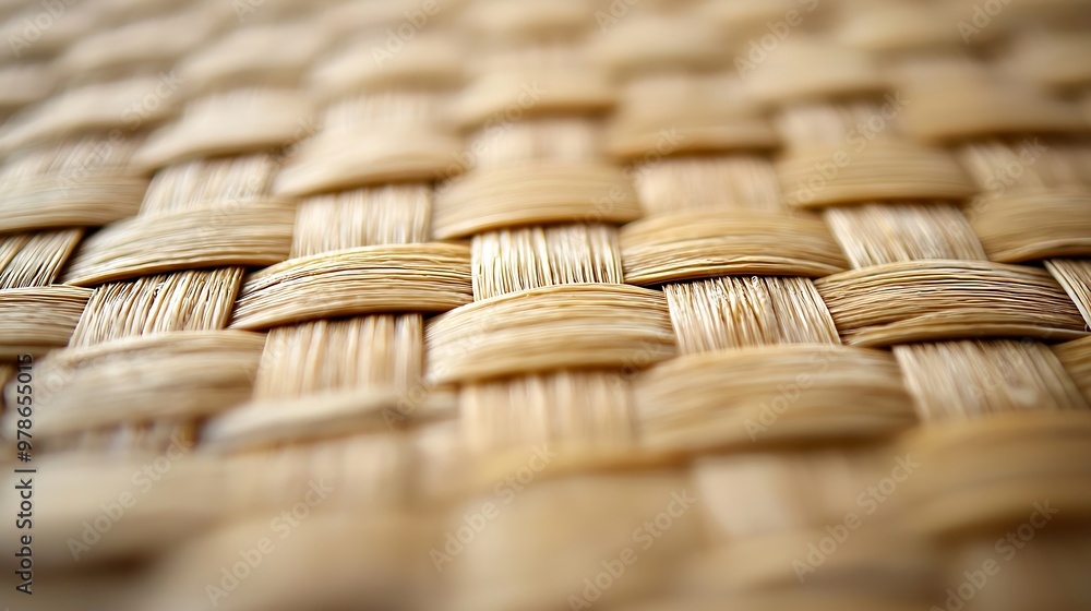Aufkleber bamboo mat texture top view : generative ai