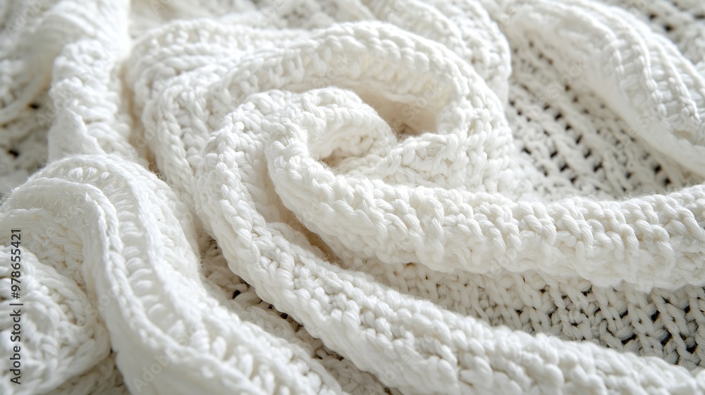 Poster white crocheted fabric texture : generative ai