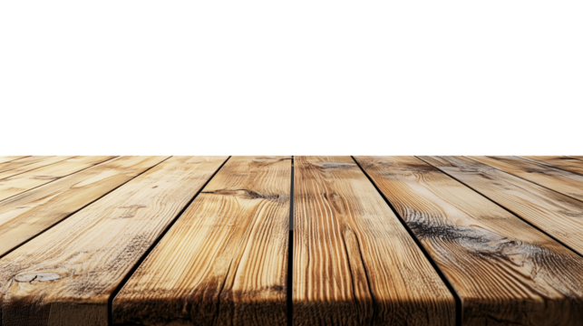 Light wooden table top on white background, Products presentation concept.
