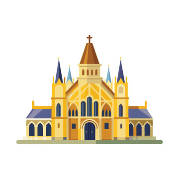 yellow church building flat design clip art preview