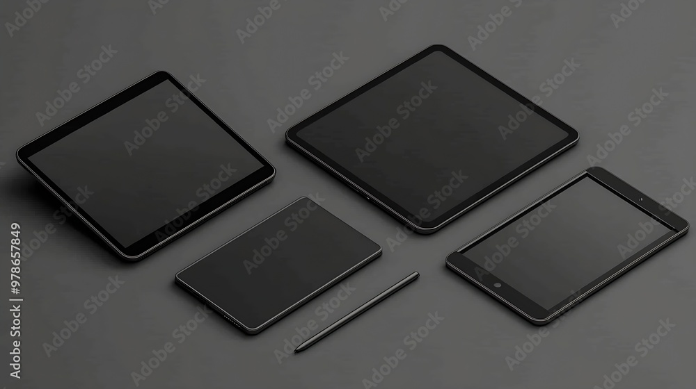 Aufkleber Three Vector Templates Smartphone Laptop and Tablet You can place any your picture inside each of template : Generative AI